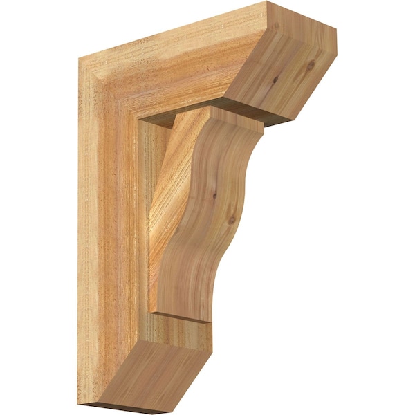 Ekena Millwork Funston Slat Rough Sawn Bracket w/ Offset Brace, Western Red Cedar, 8"W x 18"D x 26"H BKT0806X18X26FST06RWR - main